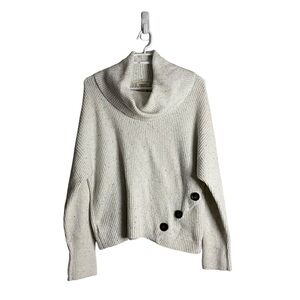 Yes Lola Women's Ivory Speckled Cowl Neck Knit Sweater